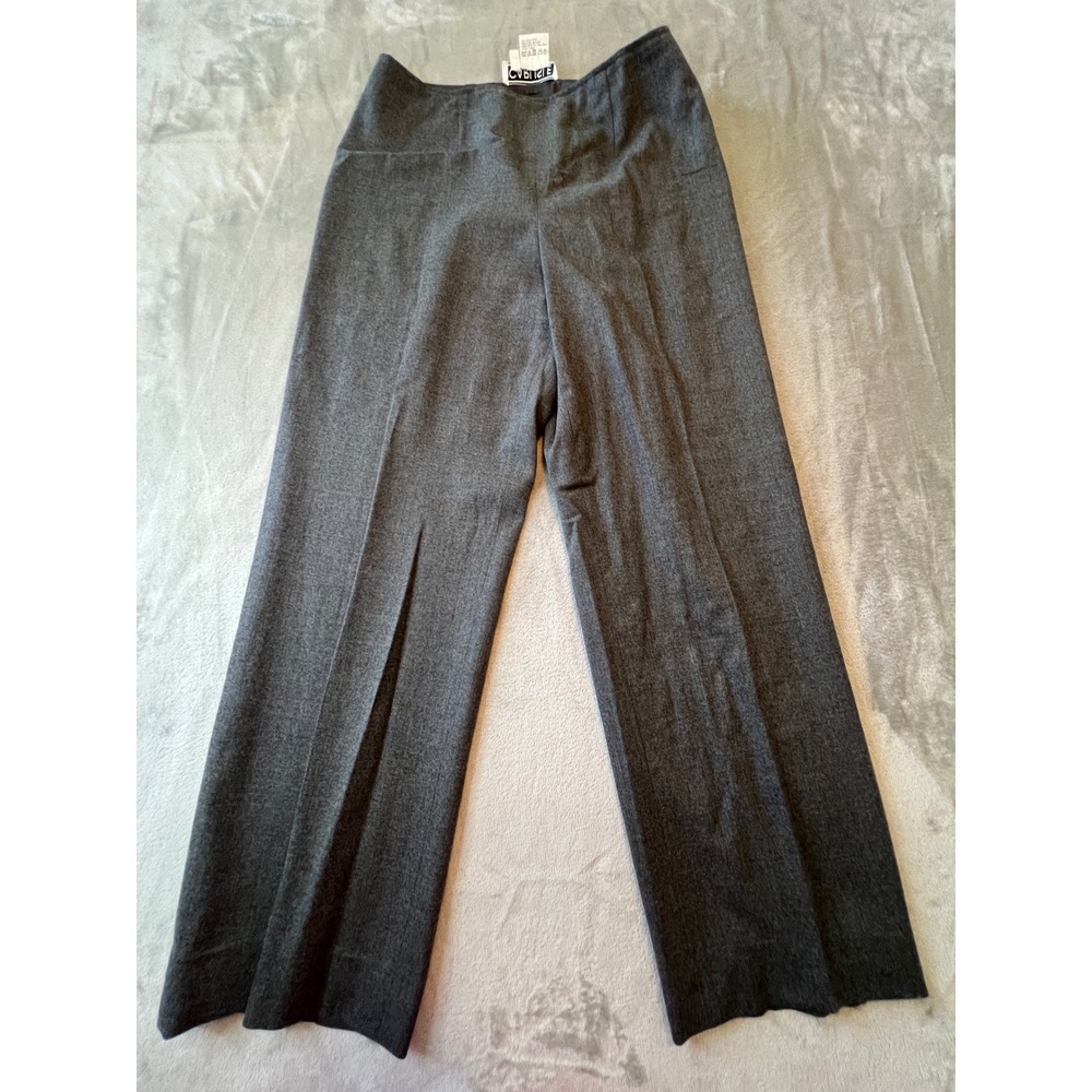 Carlisle Trousers Women 10 Gray Wool Cashmere Wide Leg Dress Pants